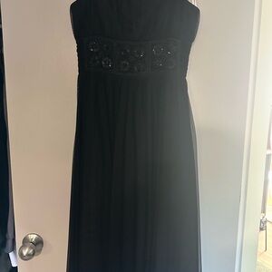 Black Midi Dress with Embellished  Waistband
